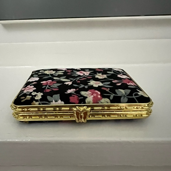 NEW Floral pocket compact mirror, OVAL, black - Picture 4 of 13